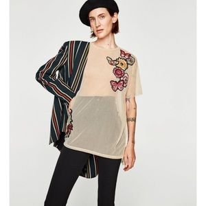 Sheer embroidered shirt